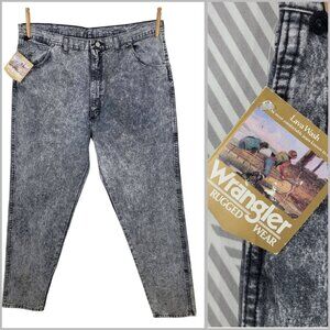 NEW VTG 80s 90s Mens Wrangler Jeans Lava Acid Wash 42x32 40x33 Deadstock Rugged